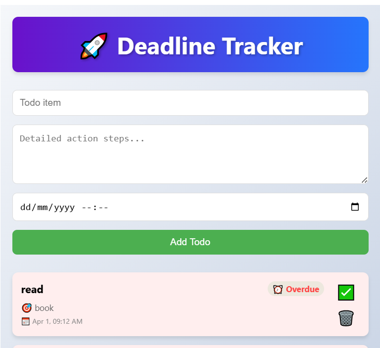 screenshot deadline tracker