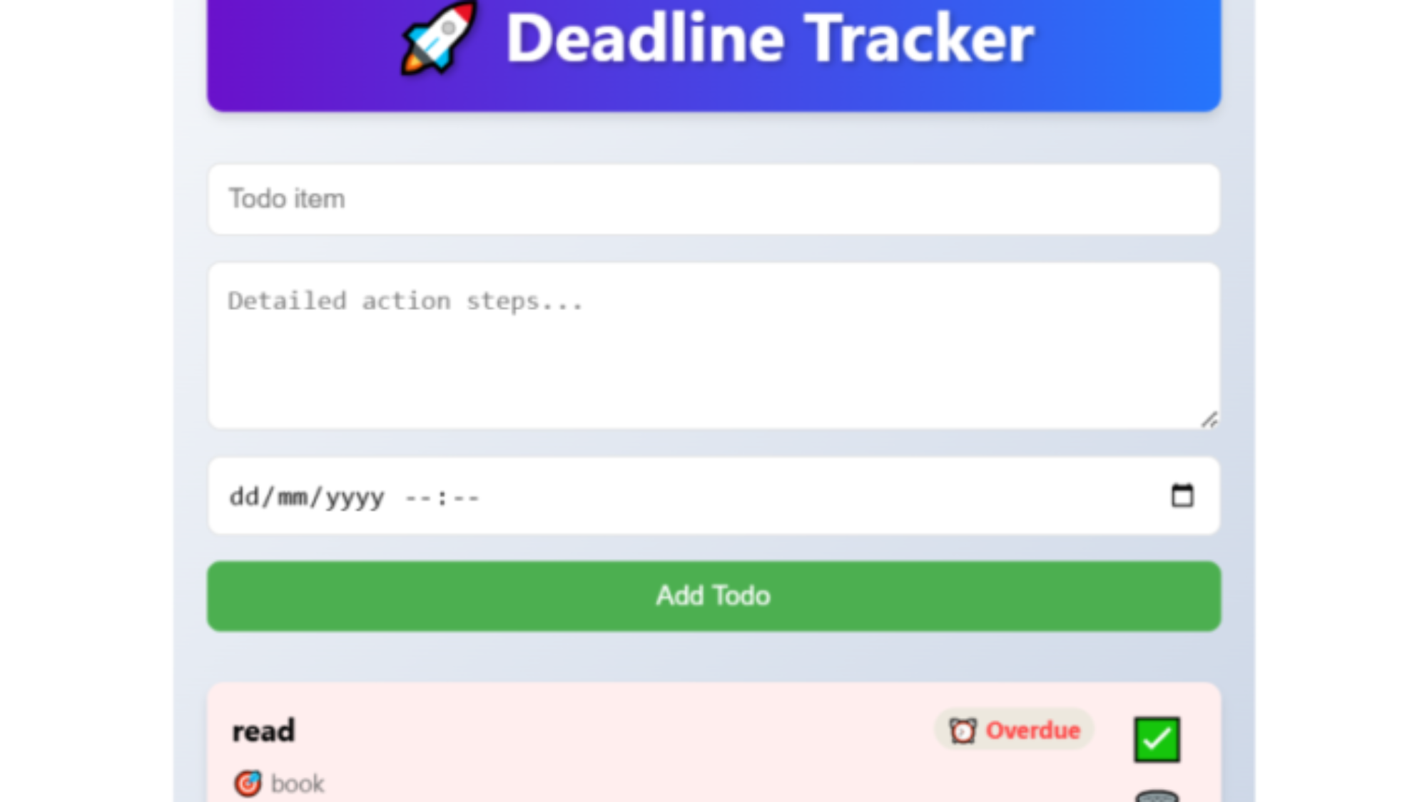screenshot deadline tracker